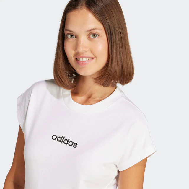 adidas Sportswear T-Shirt »ESSENTIALS LINEAR COTTON« sportlicher Stil, Kurzarm, ohne Verschluss, aus Baumwolle