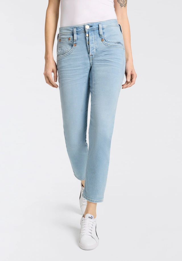 Herrlicher 7/8-Jeans »Shyra Cropped Denim Comfort« mit halb verdeckter Knopfleiste