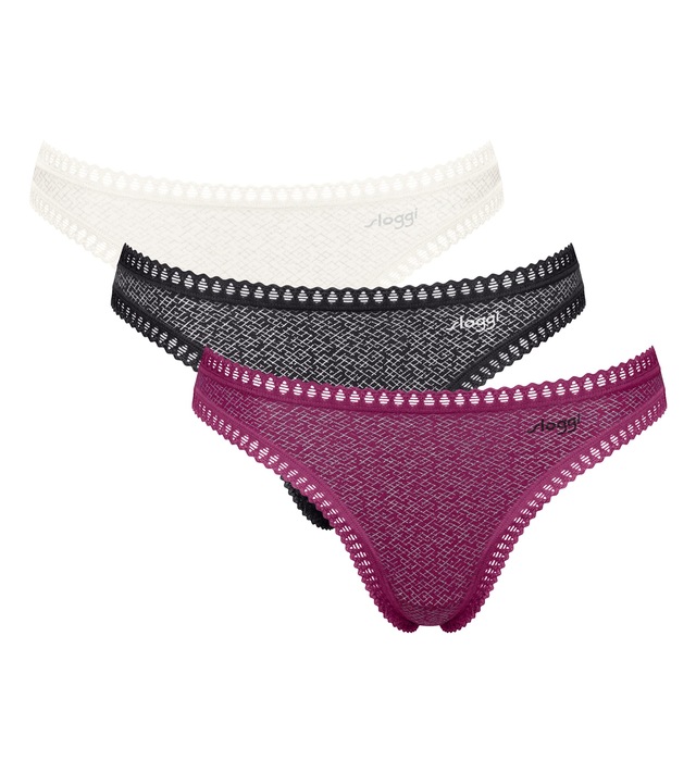 sloggi String »GO Crush« dehnbare Spitzendetails, Multipack, Cotton-Mix, bequem