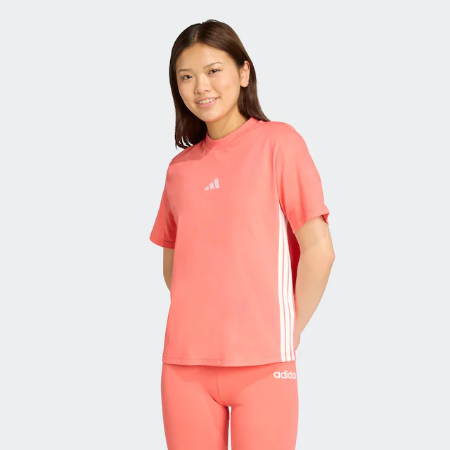 adidas Sportswear T-Shirt »ESSENTIALS 3-STREIFEN COTTON« sportlicher Stil, mit Rundhalsausschnitt, ohne Verschluss