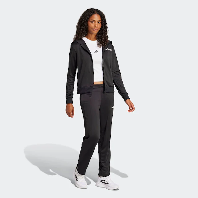 adidas Sportswear Trainingsanzug »ESSENTIALS LINEAR« 2 Stk. zweiteiliges Set, für Laufen, aus Polyester, mit Rippbündchen