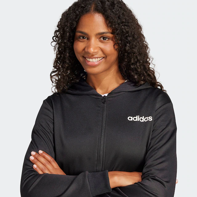 adidas Sportswear Trainingsanzug »ESSENTIALS LINEAR« 2 Stk. zweiteiliges Set, für Laufen, aus Polyester, mit Rippbündchen