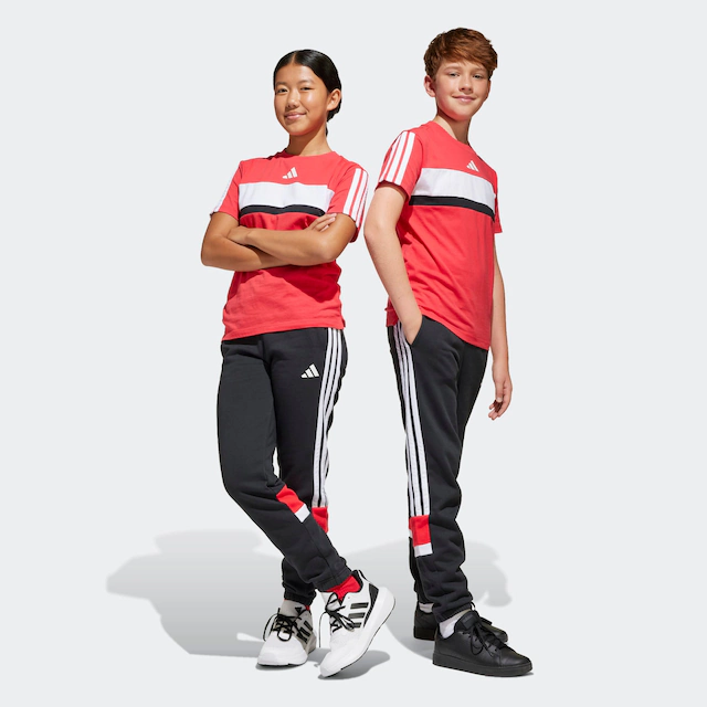 adidas Sportswear Sporthose »SEASONAL ESSENTIALS TIBERIO 3-STREIFEN KIDS« für Kinder, mit Gummizug, aus Baumwolle und Polyester