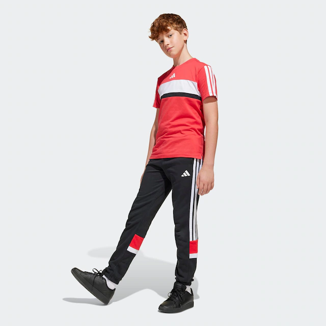 adidas Sportswear Sporthose »SEASONAL ESSENTIALS TIBERIO 3-STREIFEN KIDS« für Kinder, mit Gummizug, aus Baumwolle und Polyester