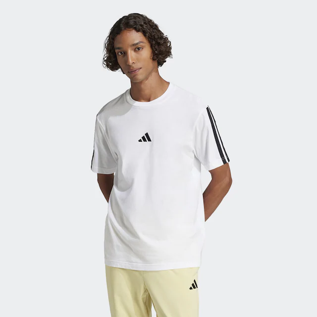 adidas Sportswear T-Shirt »ESSENTIALS 3-STREIFEN SINGLE JERSEY« mit sportlichem Stil, Kurzarm, ohne Verschluss, aus Baumwolle