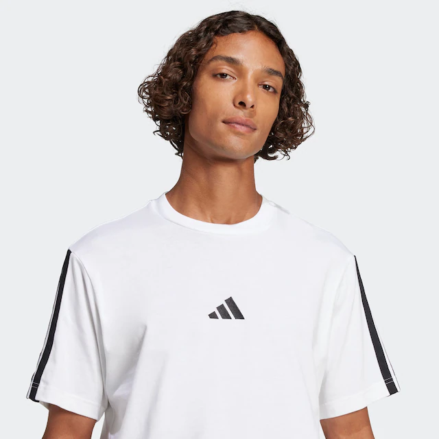 adidas Sportswear T-Shirt »ESSENTIALS 3-STREIFEN SINGLE JERSEY« mit sportlichem Stil, Kurzarm, ohne Verschluss, aus Baumwolle