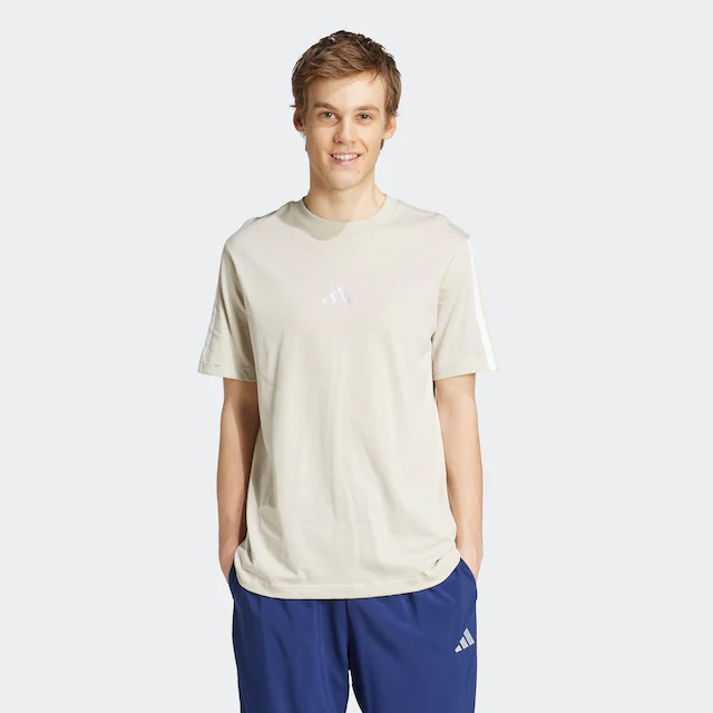 adidas Sportswear T-Shirt »ESSENTIALS 3-STREIFEN SINGLE JERSEY« mit sportlichem Stil, Kurzarm, ohne Verschluss, aus Baumwolle
