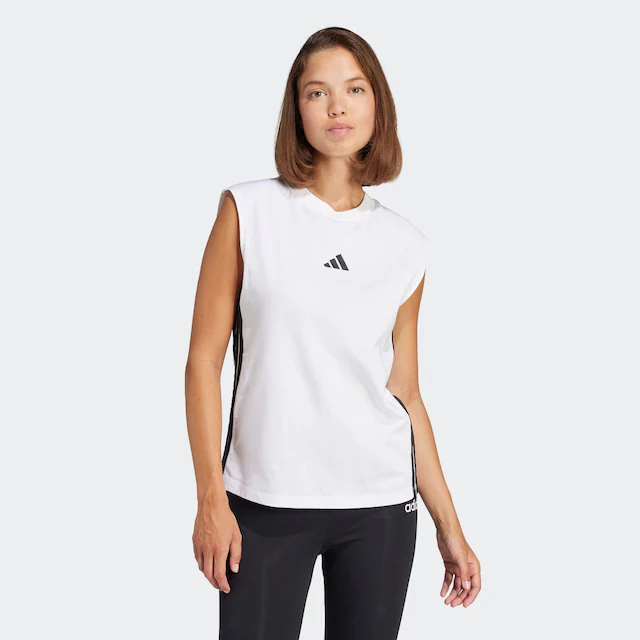 adidas Sportswear Tanktop »ESSENTIALS 3-STREIFEN COTTON LIFESTYLE« mit Rundhalsausschnitt, ohne Verschluss, für Erwachsene, aus Baumwolle