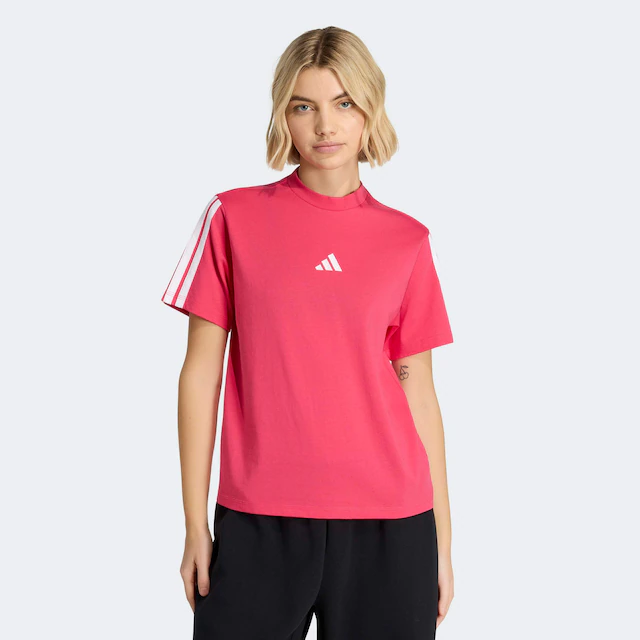 adidas Sportswear T-Shirt »ESSENTIALS 3-STREIFEN COTTON« klassische 3-Streifen an den Ärmeln, ohne Verschluss