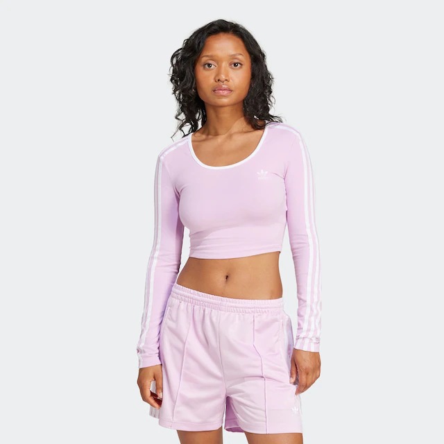 adidas Originals Langarmshirt »ADICOLOR 3-STREIFEN CROP LONGSLEEVE« schmaler und kürzerer Schnitt, mit langen Ärmeln, aus Baumwolle