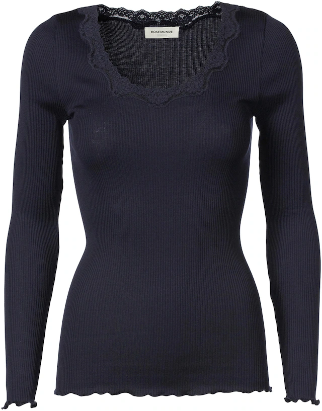 rosemunde Langarmshirt »Babette Silk Blouse mit Seide« Langarm, mit Spitze, feminin, bequem, eng, Seidenmix