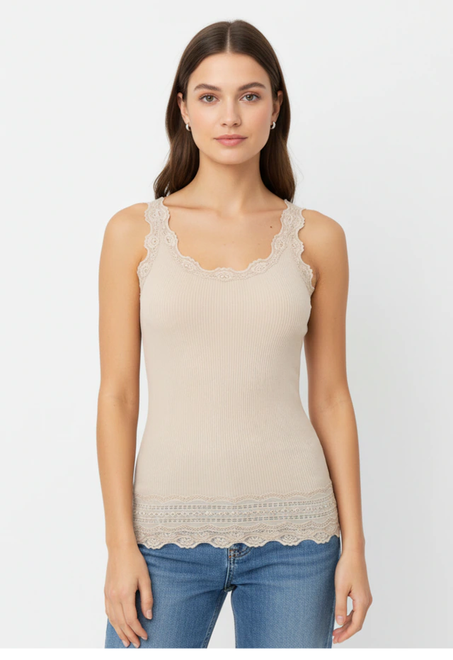rosemunde Spitzentop »Benita Silk Top Camisole mit Seide« Vintage-Spitze am Ausschnitt, feminin, Rundhalsausschnitt, Seidenmix