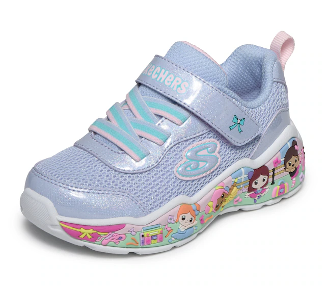 Skechers Lauflernschuh »PLAY SCENE-FUN SQUAD« Sneaker mit bunten Motiven verziert, Größenschablone zum Download