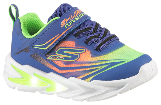 Skechers Lauflernschuh »FLEX-GLOW ULTRA LIGHTS« Blink,-Klettschuh zum Schlüpfen, Neon, Größenschablone zum Download