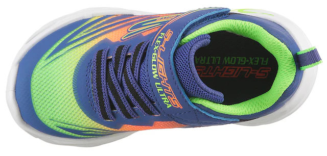 Skechers Lauflernschuh »FLEX-GLOW ULTRA LIGHTS« Blink,-Klettschuh zum Schlüpfen, Neon, Größenschablone zum Download