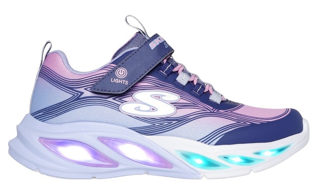 Skechers Sneaker »COSMIC GLOW LIGHTS« Klettschuh mit Glitzer, Größenschablone zum Download