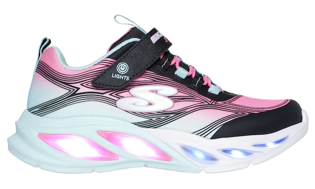 Skechers Sneaker »COSMIC GLOW LIGHTS« Klettschuh mit Glitzer, Größenschablone zum Download