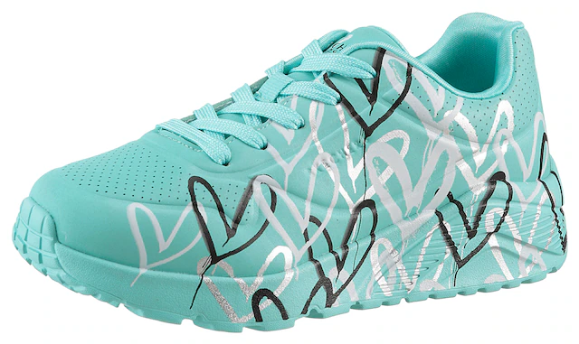 Skechers Sneaker »UNO LITE-METALLIC LOVE« , Keil,-Schnürschuh, Skech-Air Funktion, Größenschablone zum Download