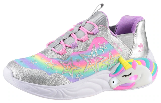 Skechers Slip-On Sneaker »UNICORN DREAMS LIGHTS« Glitzer,-Blinkschuh zum Schlupfen, Größenschablone zum Download
