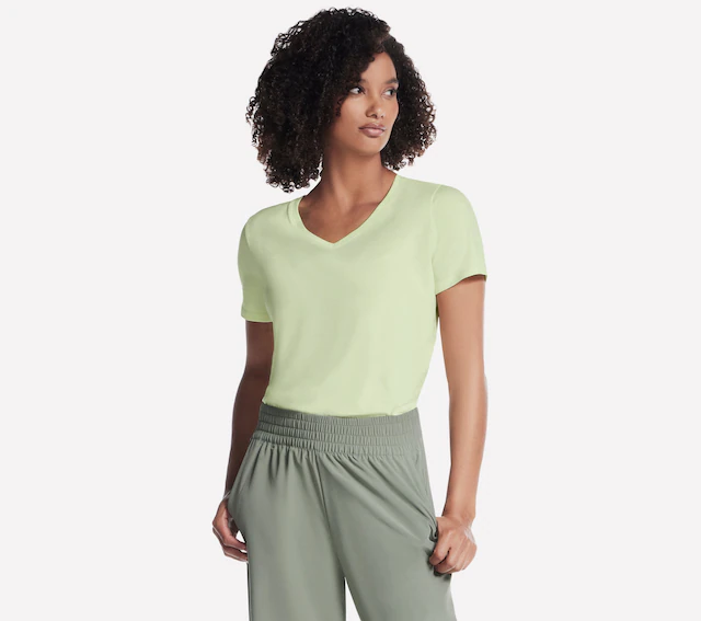 Skechers T-Shirt mit V-Ausschnitt, kurzärmlig, ultraleicht, atmungsaktiv