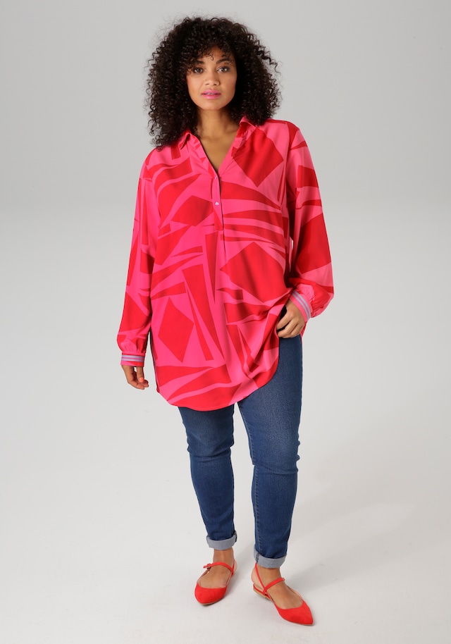 Aniston PLUS Longbluse mit farbenfrohem, großflächigem Druck