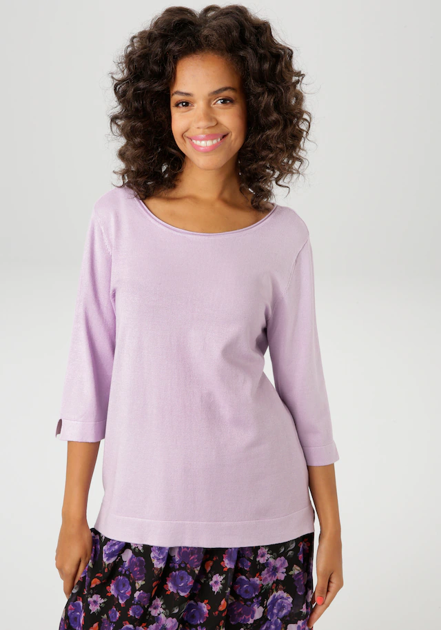 Aniston CASUAL Strickpullover mit kleinem Schlitz an den 3/4-langen Ärmeln