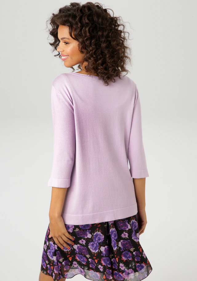 Aniston CASUAL Strickpullover mit kleinem Schlitz an den 3/4-langen Ärmeln