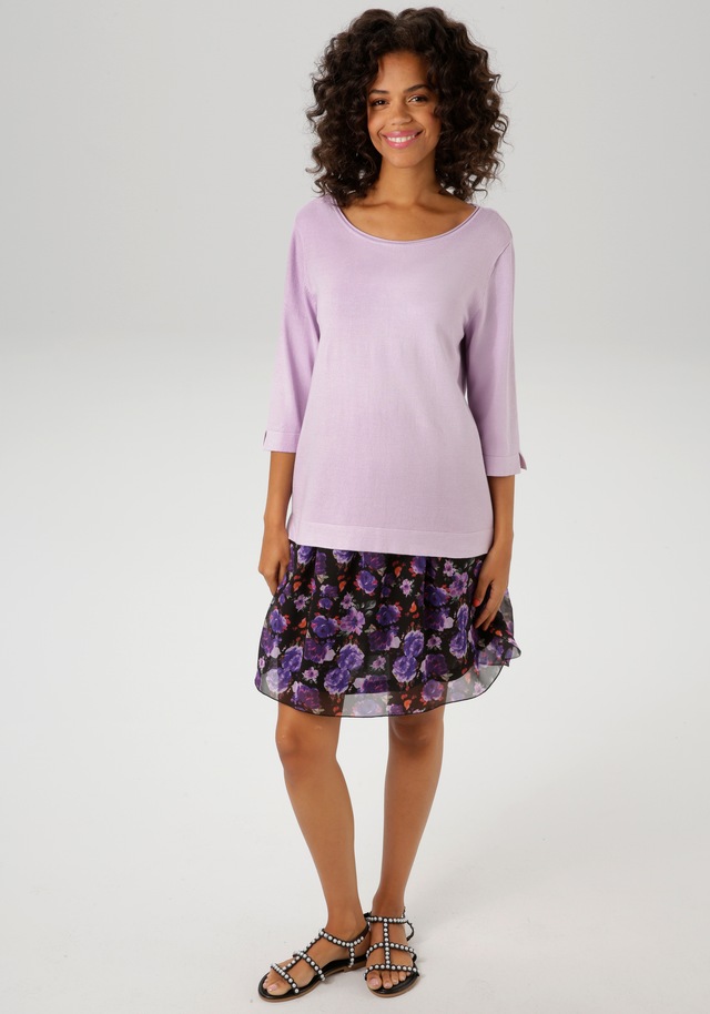 Aniston CASUAL Strickpullover mit kleinem Schlitz an den 3/4-langen Ärmeln