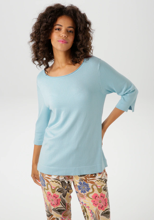 Aniston CASUAL Strickpullover mit kleinem Schlitz an den 3/4-langen Ärmeln