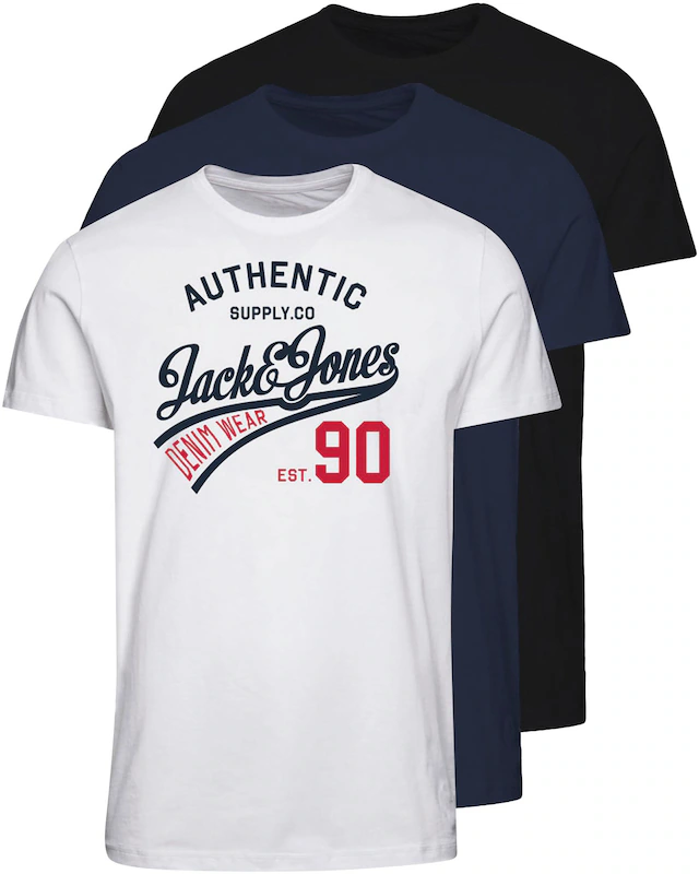 Jack & Jones Rundhalsshirt »JJETHAN TEE SS CREW NECK 3PK MP NOOS« Packung, 3er-Pack, 3