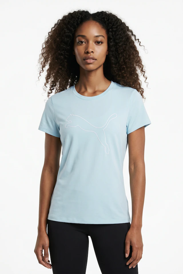 PUMA Trainingsshirt »W TAD ESSENTIAL LOGO TEE« Kurzarm, Sportmode, mit Rundhalsausschnitt