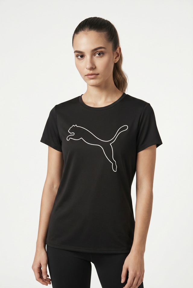 PUMA Trainingsshirt »W TAD ESSENTIAL LOGO TEE« Kurzarm, Sportmode, mit Rundhalsausschnitt