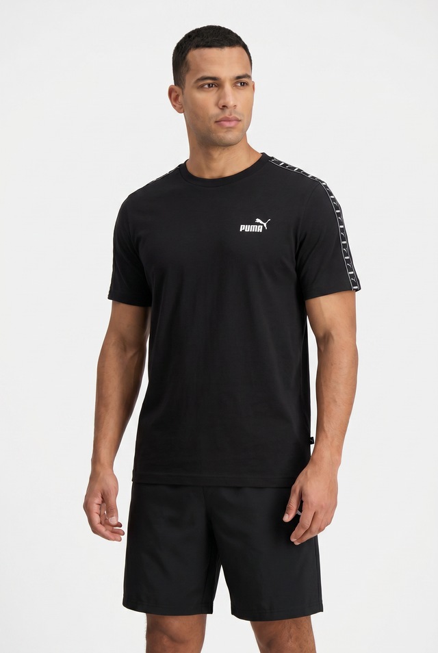 PUMA T-Shirt »ESS TAPE TEE« sportlicher Stil, Kurzarm, aus Baumwolle