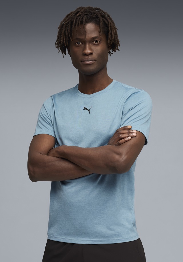 PUMA Trainingsshirt »M TAD ESSENTIALS HEATHER CAT TEE (CF SMALL CAT)« Basic-T-Shirt, Kurzarm, für Sportmode