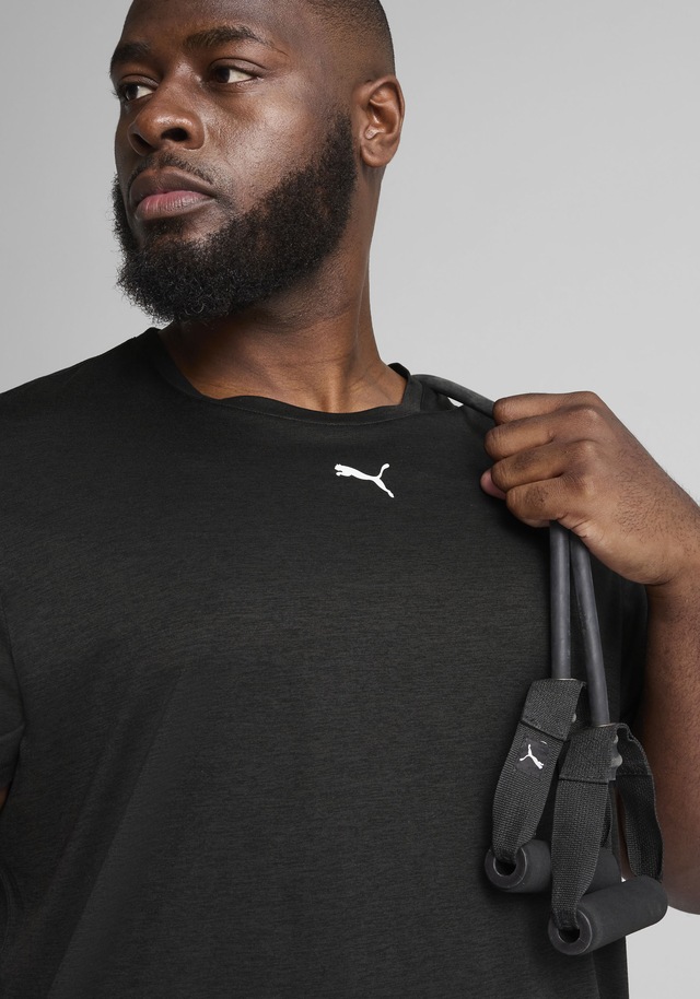 PUMA Trainingsshirt »M TAD ESSENTIALS HEATHER CAT TEE (CF SMALL CAT)« Basic-T-Shirt, Kurzarm, für Sportmode