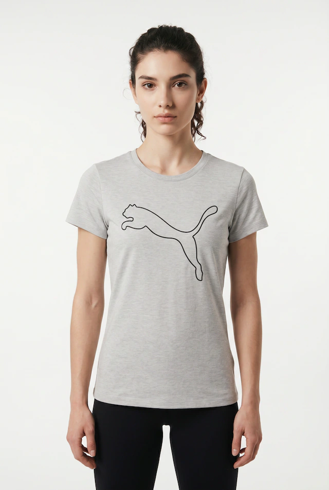 PUMA Trainingsshirt »W TAD ESSENTIAL HEATHER LOGO TEE« Kurzarm, sportliches T-Shirt, für sportliche Aktivitäten
