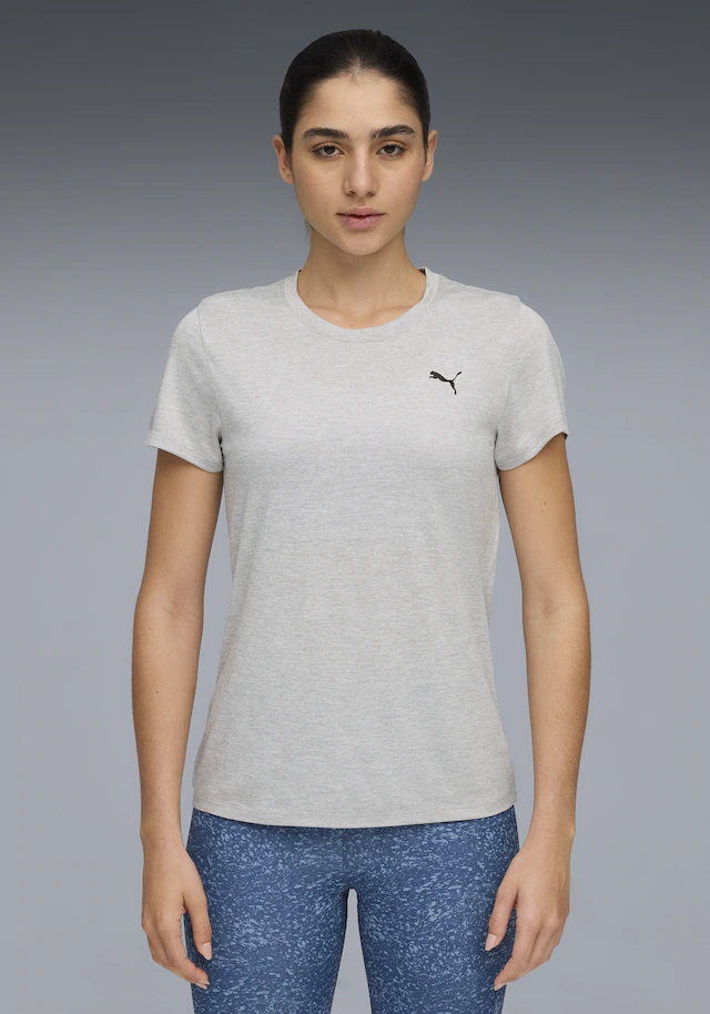 PUMA Trainingsshirt »W TAD ESSENTIAL HEATHER TEE« mit kleinem Logo auf der Brust, Kurzarm, in normaler Länge