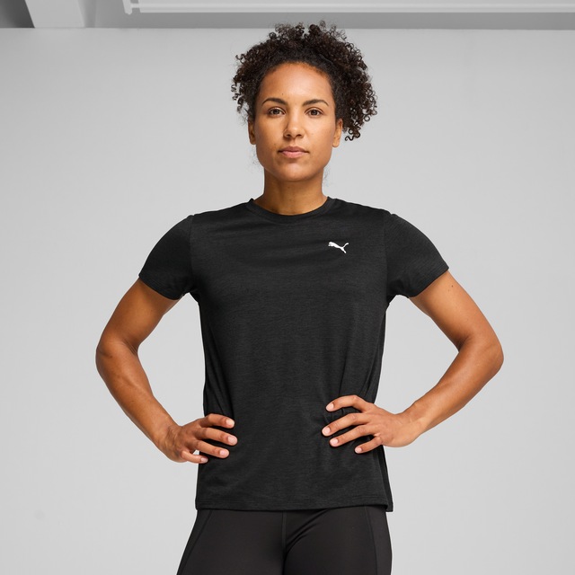PUMA Trainingsshirt »W TAD ESSENTIAL HEATHER TEE« mit kleinem Logo auf der Brust, Kurzarm, in normaler Länge