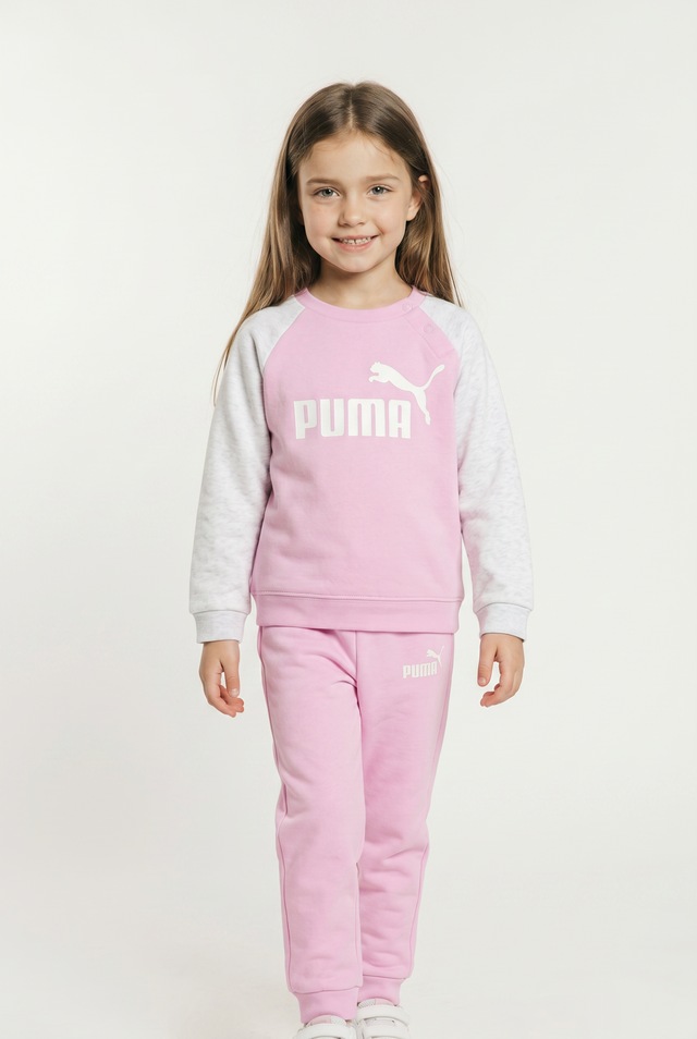 PUMA Trainingsanzug »MINICATS ESS RAGLAN CREW SET FL INF« 2 tlg. 2-teilig, mit Rundhalsausschnitt, mit innenliegendem Kordelzug