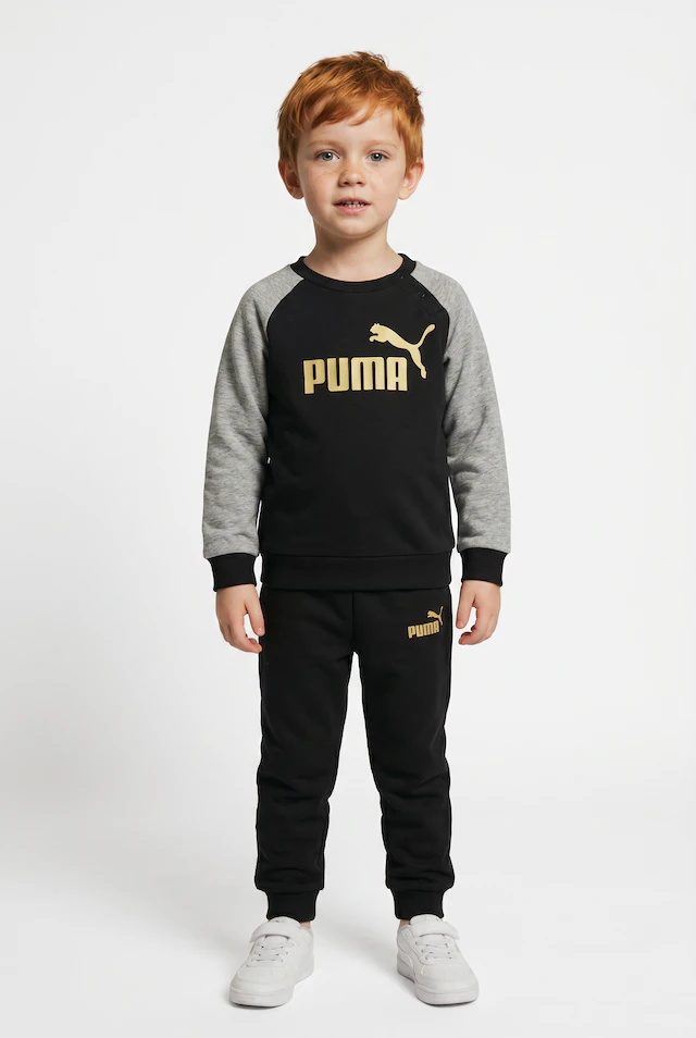 PUMA Trainingsanzug »MINICATS ESS RAGLAN CREW SET FL INF« 2 tlg. 2-teilig, mit Rundhalsausschnitt, mit innenliegendem Kordelzug