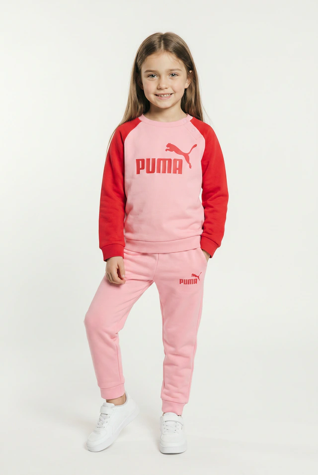PUMA Trainingsanzug »MINICATS ESS RAGLAN CREW SET FL INF« 2 tlg. 2-teilig, mit Rundhalsausschnitt, mit innenliegendem Kordelzug