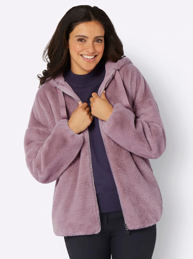 Inspirationen Fellimitatjacke mit Kapuze