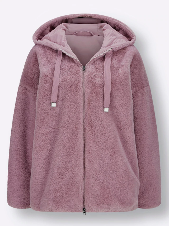 Inspirationen Fellimitatjacke mit Kapuze