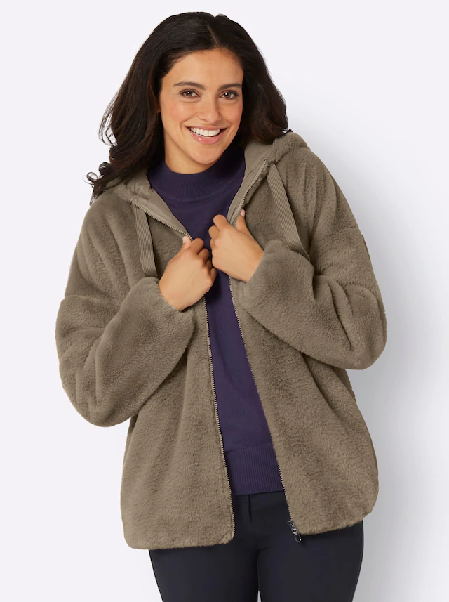 Inspirationen Fellimitatjacke mit Kapuze