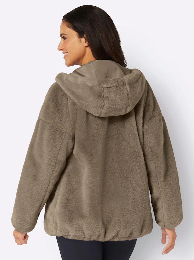 Inspirationen Fellimitatjacke mit Kapuze