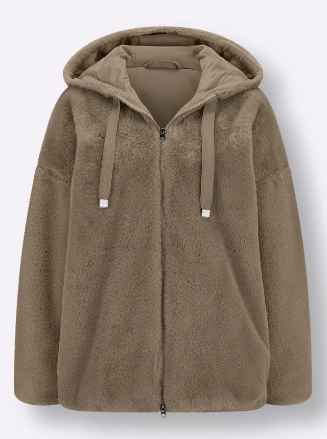 Inspirationen Fellimitatjacke mit Kapuze