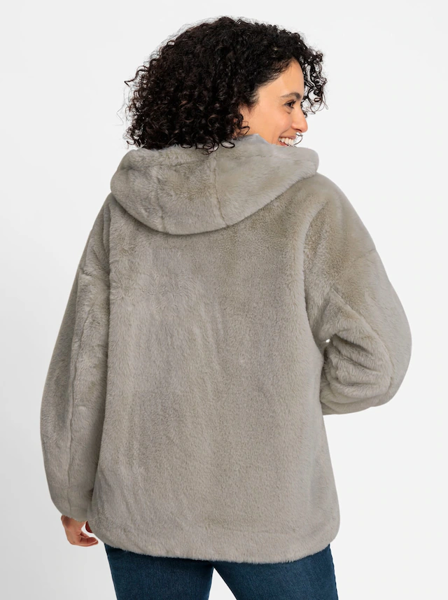 Inspirationen Fellimitatjacke mit Kapuze