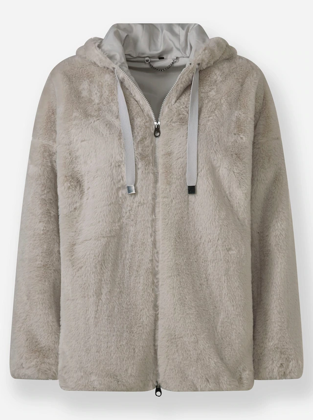 Inspirationen Fellimitatjacke mit Kapuze