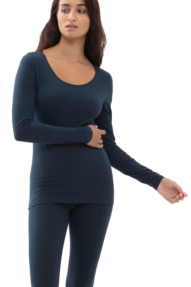 Mey Langarmshirt »Cotton Pure« Tiefer Rundhalsausschnitt