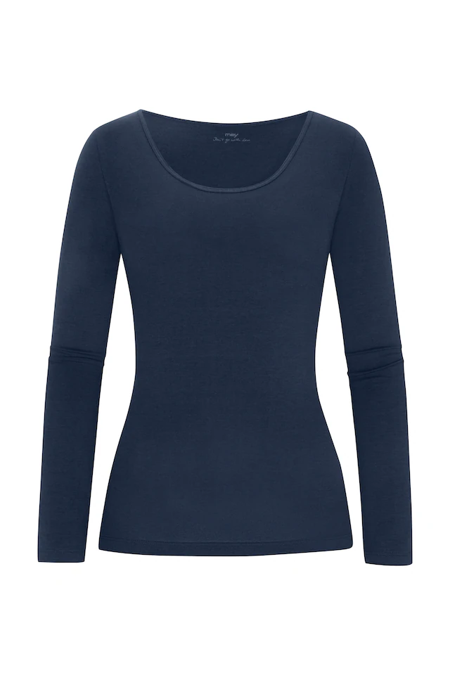 Mey Langarmshirt »Cotton Pure« Tiefer Rundhalsausschnitt